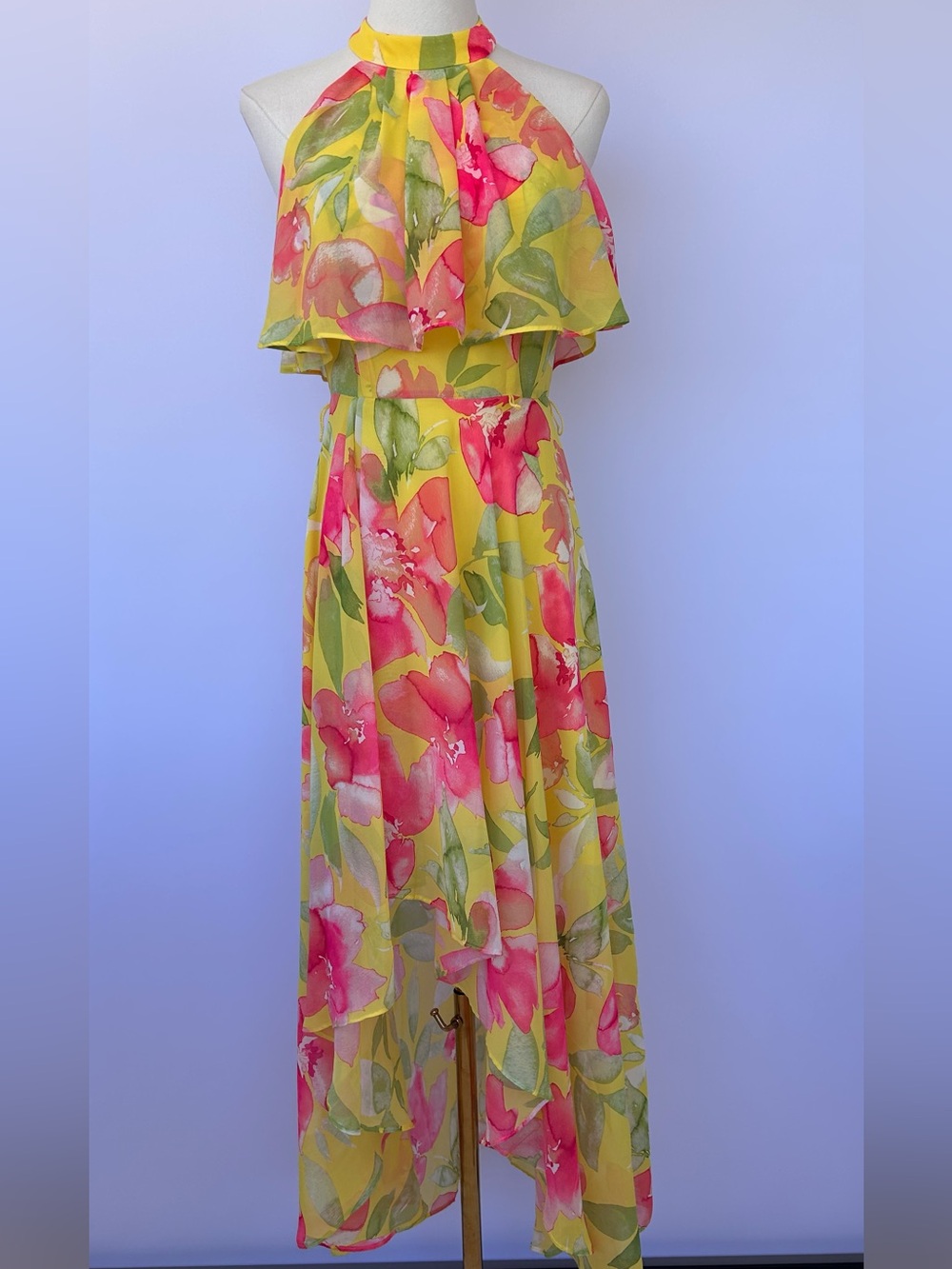 Eliza J Women’s Halter Popover High Low Dress Wearable Watercolor ‎ Size 0